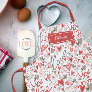 Cute Hearts Boho Valentinstag Muster Schürze