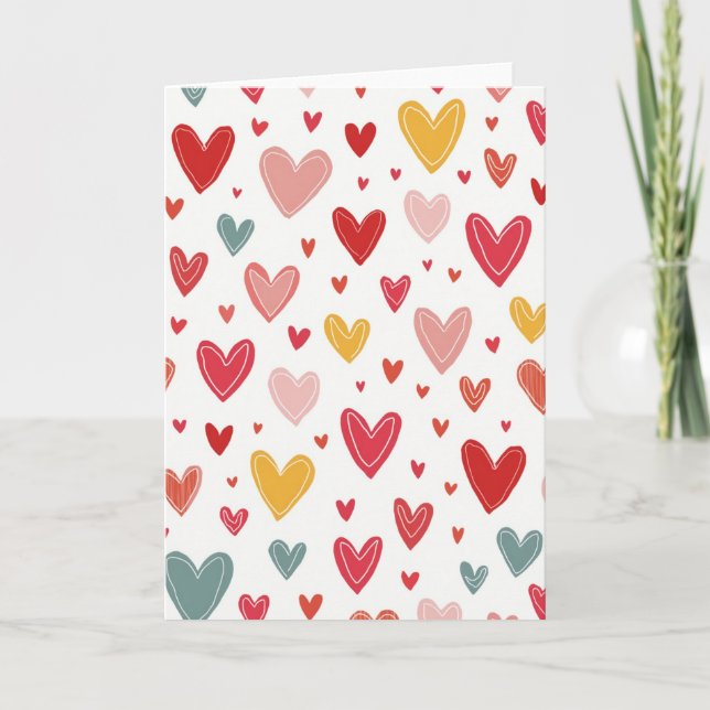 Cute Hearts Love Greeting Card Karte (Vorderseite)