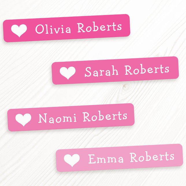 Cute hearts text pink fabric clothing etiketten (Cute hearts text pink fabric clothing labels)
