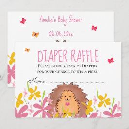 Cute Hedgehog Baby Shower Diaper Raffle  Einladung