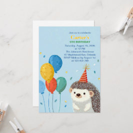 Cute Hedgehog Birthday Party Invitation Einladung