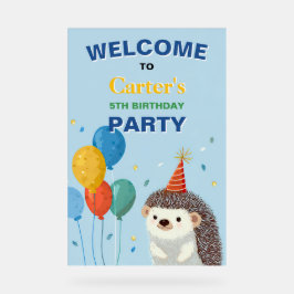 Cute Hedgehog Birthday Party Sign Acrylschild