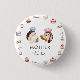 Cute Hedgehog Chef Baker Mother To Be Baby Shower Button
