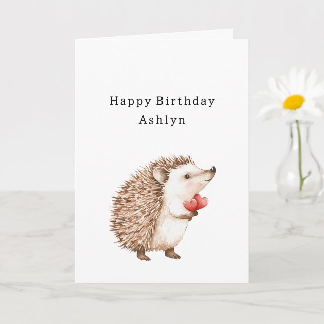 Cute Hedgehog Hearts Birthday Karte (Kleine Pflanze)