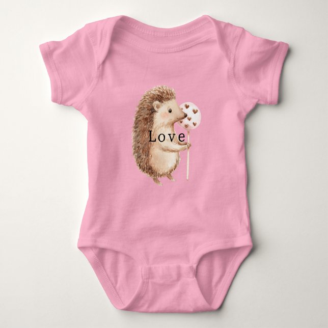 Cute Hedgehog Hearts Love Baby Strampler (Vorderseite)