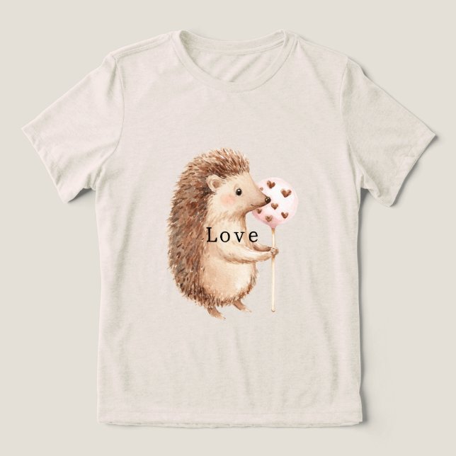 Cute Hedgehog Hearts Love Tri-Blend Shirt (Design Vorderseite)