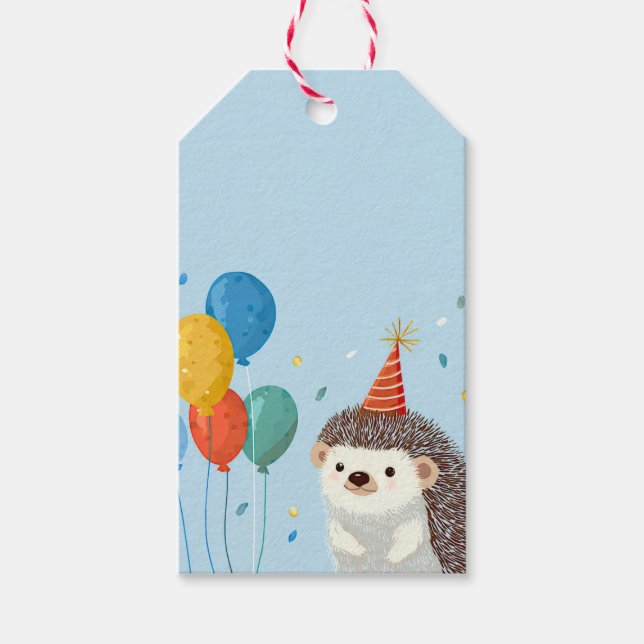 Cute Hedgehog Party Paper  Geschenkanhänger (Vorderseite)