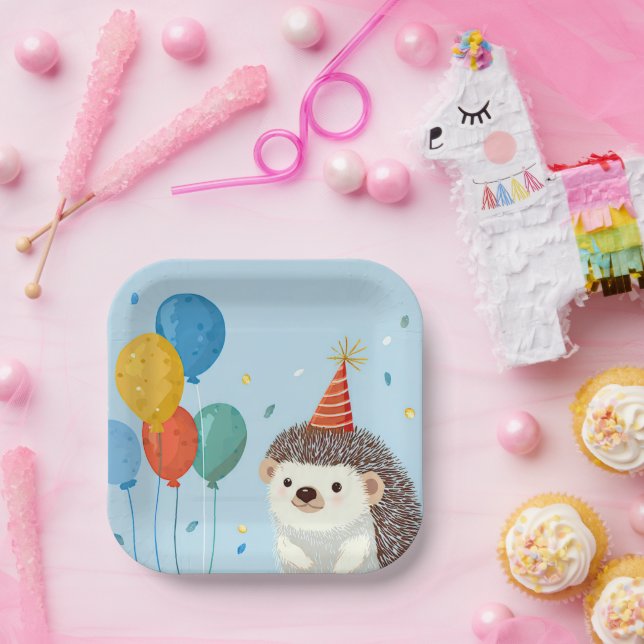 Cute Hedgehog Party Paper Plates Pappteller (Party)