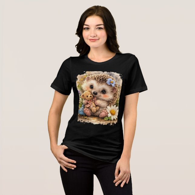 Cute Hedgehog Teddy Bear Kawaii Animal T-Shirt Tri-Blend Shirt (Vorderseite voll)