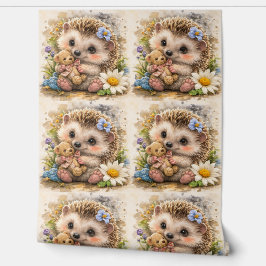 Cute Hedgehog Teddy Bear Pattern Wallpaper Tapete