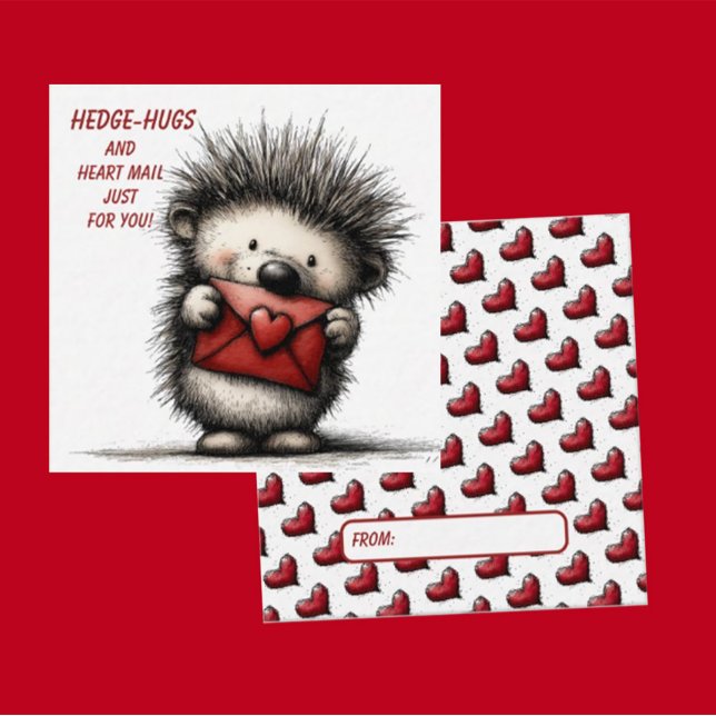 Cute Hedgehog Valentine Card  Mitteilungskarte (Von Creator hochgeladen)