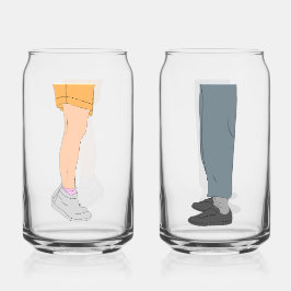 Cute Height Difference Couple Drinkware Set Dosenglas