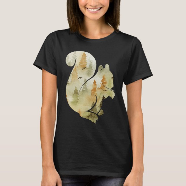 Cute Hello Fall Squirrel Autumn  Animal Leaf T-Shirt (Vorderseite)