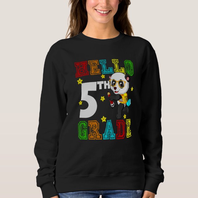 Cute Hello Fifth Grade Teacher Student Panda Back  Sweatshirt (Vorderseite)