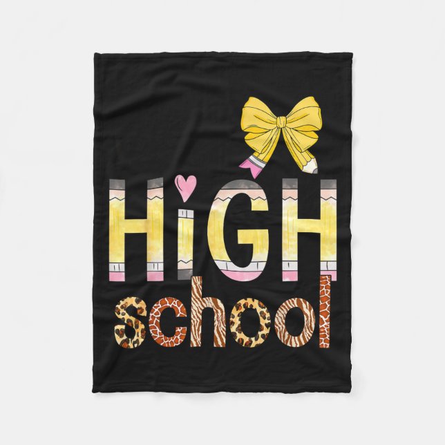 Cute Hello High School Animal Print Teacher Back T Fleecedecke (Vorderseite)