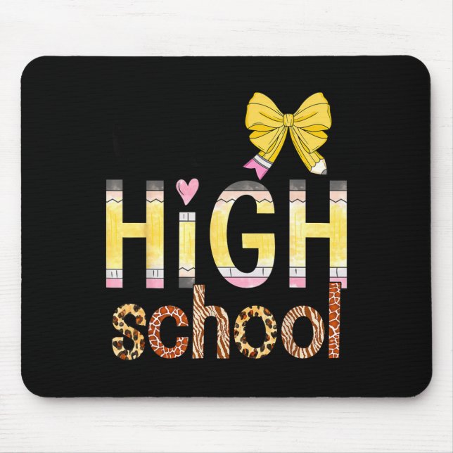 Cute Hello High School Animal Print Teacher Back T Mousepad (Vorne)