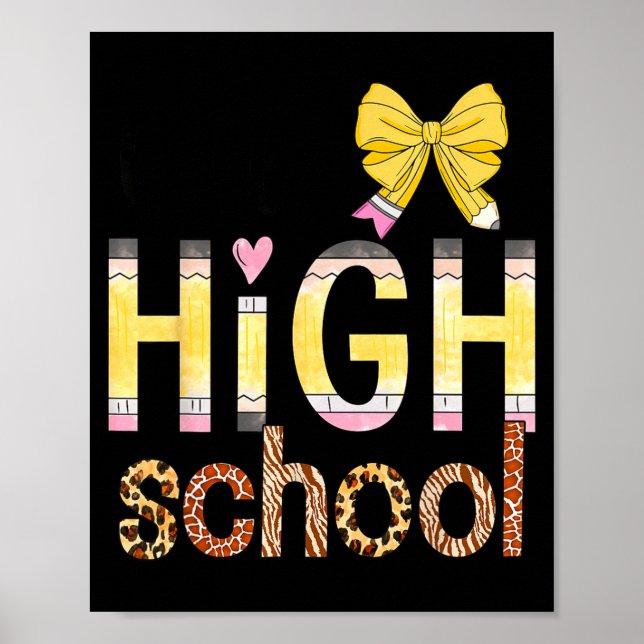 Cute Hello High School Animal Print Teacher Back T Poster (Vorne)