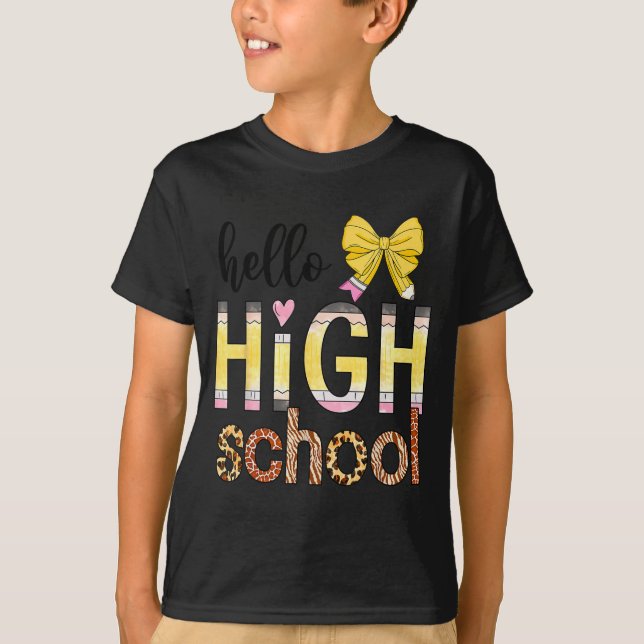 Cute Hello High School Animal Print Teacher Back T T-Shirt (Vorderseite)