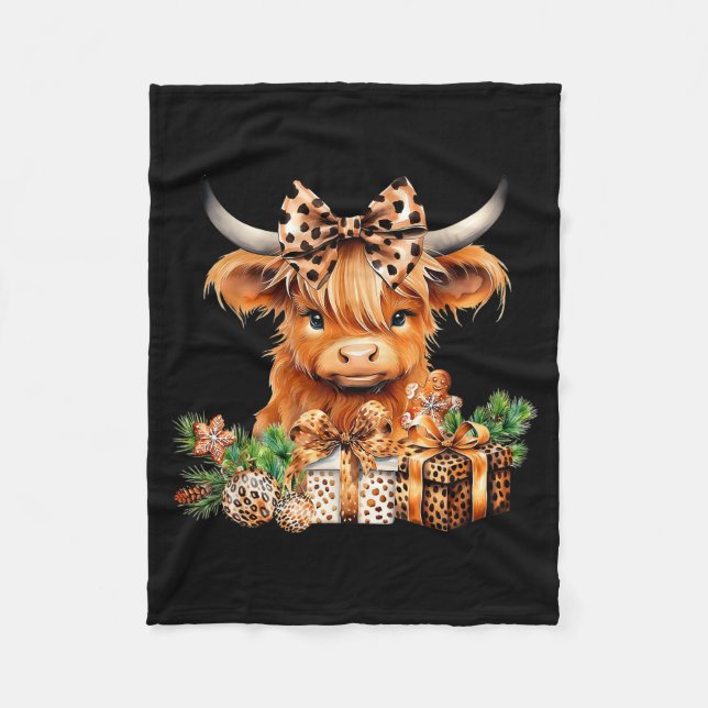 Cute Highland Cow Christmas Santa Highland Cow Lov Fleecedecke (Vorderseite)