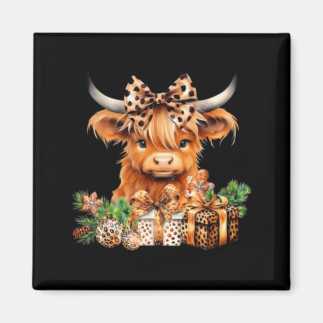 Cute Highland Cow Christmas Santa Highland Cow Lov Magnet (Vorne)