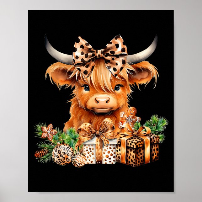 Cute Highland Cow Christmas Santa Highland Cow Lov Poster (Vorne)