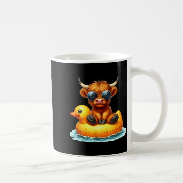 Cute Highland Cow Duck Ol Float Summer Vibes Swimm Kaffeetasse (Rechts)
