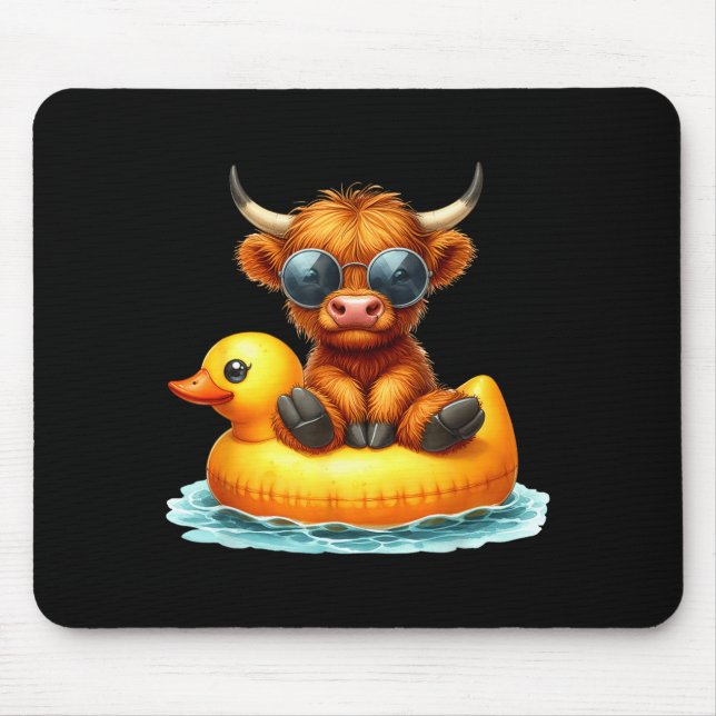 Cute Highland Cow Duck Ol Float Summer Vibes Swimm Mousepad (Vorne)