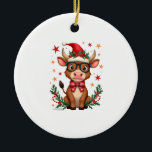 Cute Highland Cow Lover Santa Hat Western Christma Keramik Ornament<br><div class="desc">Cute Highland Cow Lover Santa Hat Western Christmas Pajamas Long Sleeve T-Shirt (3)</div>
