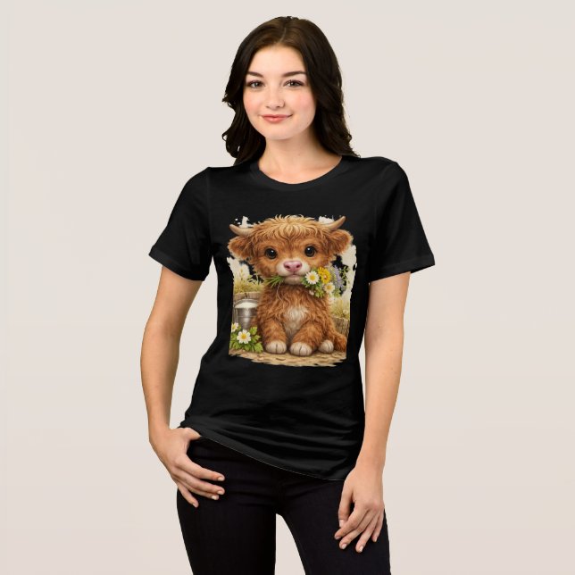 Cute Highland Cow T-Shirt Kawaii Animal Gift Tri-Blend Shirt (Vorderseite voll)
