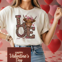 Cute Highland Cow Valentine Love T-Shirt
