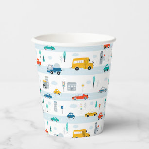 Cute Highway Vehicle Pattern Pappbecher