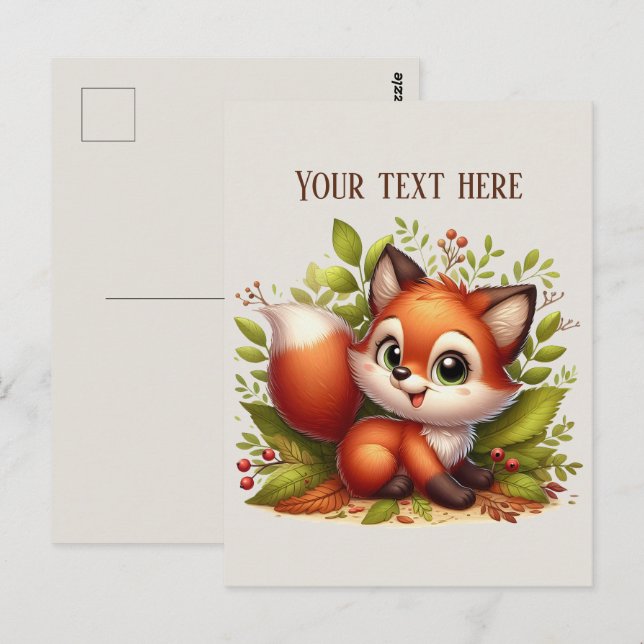 Cute hiking fox lovers customizable  postkarte (Vorne/Hinten)