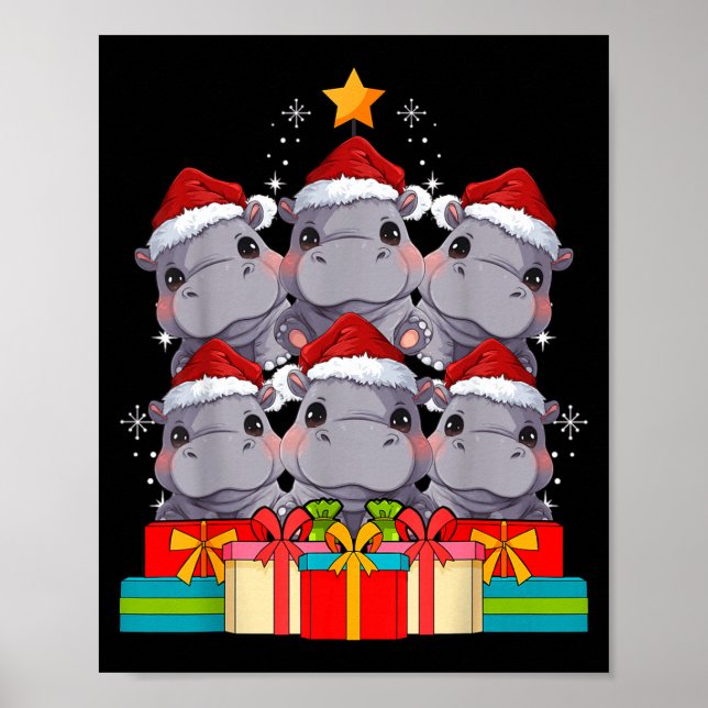 Cute Hip Le Hiptamus Christmas Tree Xmas Hat  Poster (Vorne)