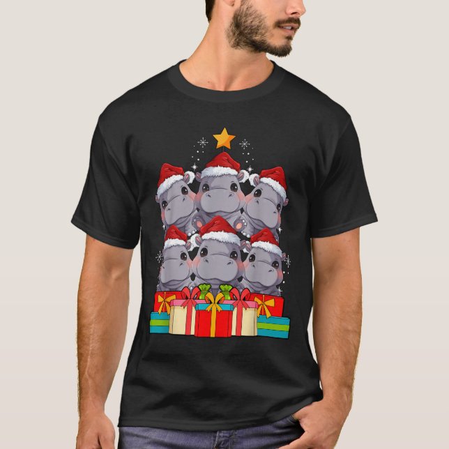 Cute Hip Le Hiptamus Christmas Tree Xmas Hat  T-Shirt (Vorderseite)