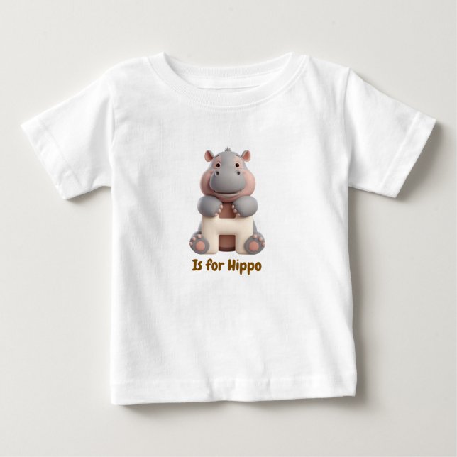 Cute Hippo Letter H Kids T-Shirt | Animal Alphabet (Vorderseite)