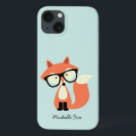 Cute Hipster Red Fox iPhone 13 Hülle<br><div class="desc">Modern and chic chevrons pattern and a monogram inside a quatrefoil shaped frame.</div>