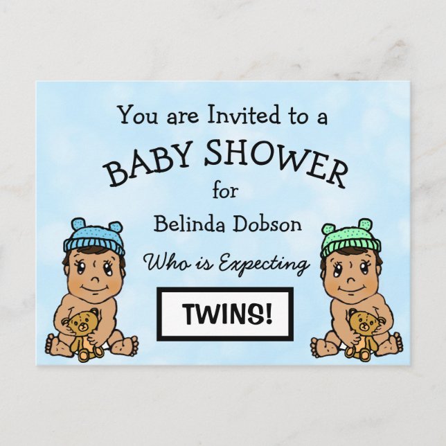 Cute HispanicTwins Baby Shower Postkarte (Vorderseite)
