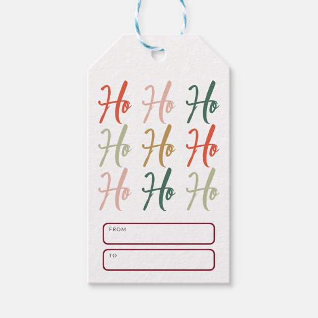 Cute Ho Ho Ho Brush Calligraphy Christmas Geschenkanhänger (Vorderseite)