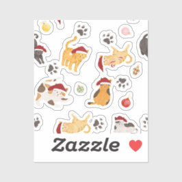 Cute Holiday Cat Pattern Aufkleber