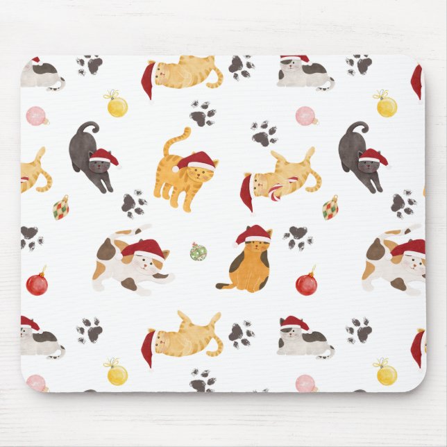 Cute Holiday Cat Pattern Mousepad (Vorne)
