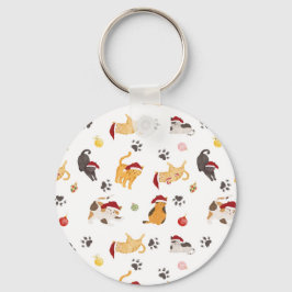 Cute Holiday Cat Pattern Schlüsselanhänger