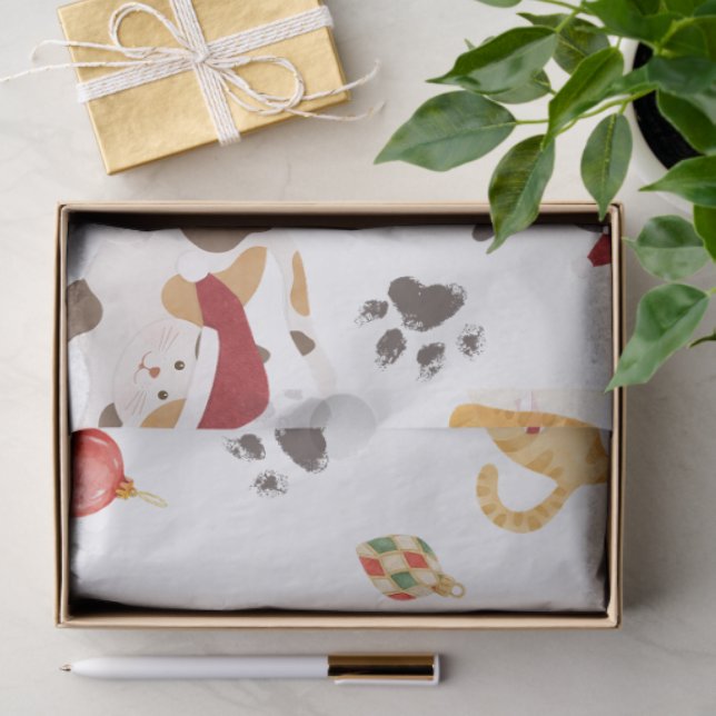 Cute Holiday Cat Pattern Seidenpapier (Geschenk)