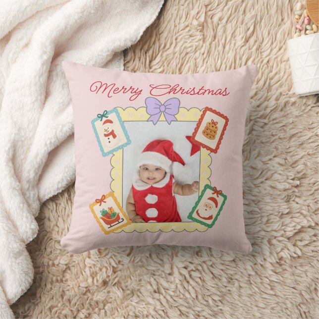 Cute Holiday Collage with Festive Pastel Frames Kissen (Decke)