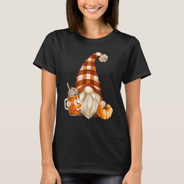 Cute Holiday Gnome For Thanksgiving With Fall Pump T-Shirt (Vorderseite)