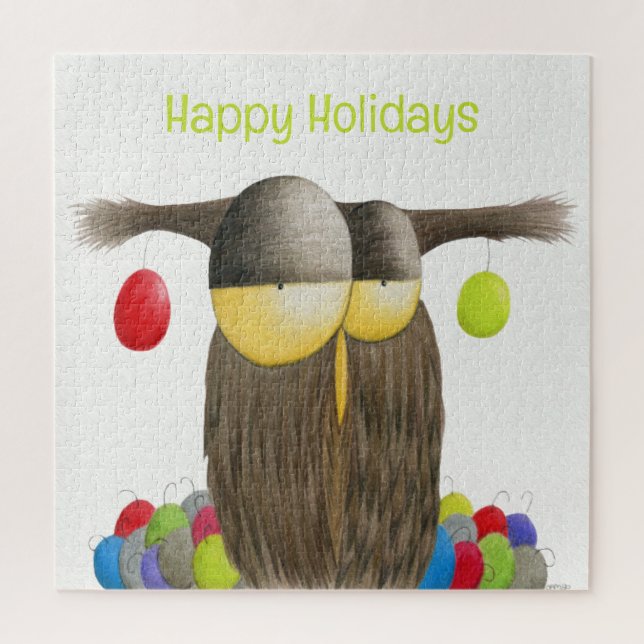 Cute Holiday Owl Illustration Puzzle (Vertikal)