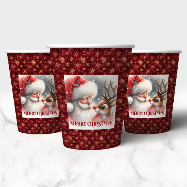 Cute Holiday Paper Cups Kids Santa Reindeer Pappbecher (Cute Holiday Paper Cups Kids Santa Reindeer)