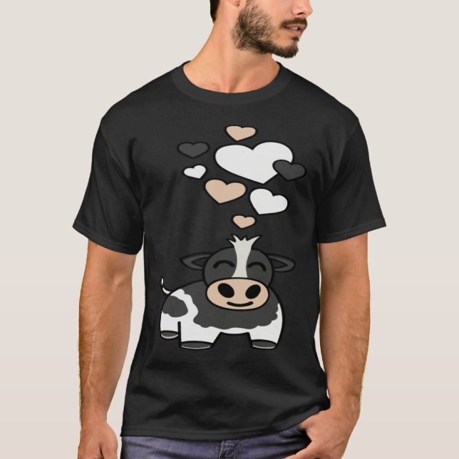 Cute Holstein Cow With Hearts T-Shirt (Vorderseite)