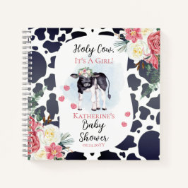 Cute Holy Cow, It's A Girl Baby Shower Guest Book Notizbuch