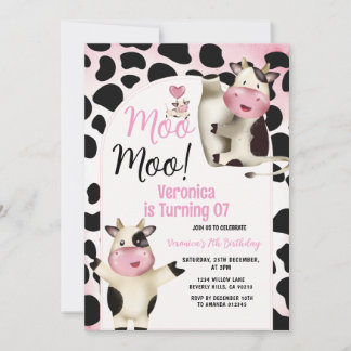 Cute Holy Cow Moo Moo Any Age Birthday Party Einladung