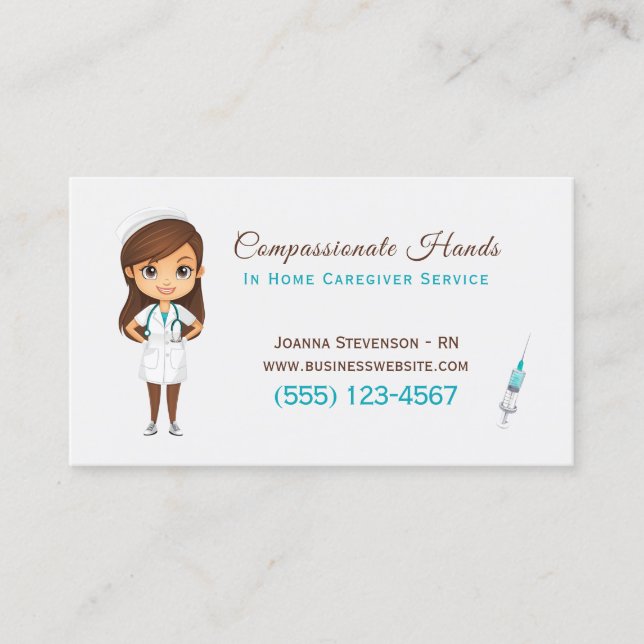 Cute Home Health Care Nurse Service Business Card Visitenkarte (Vorderseite)